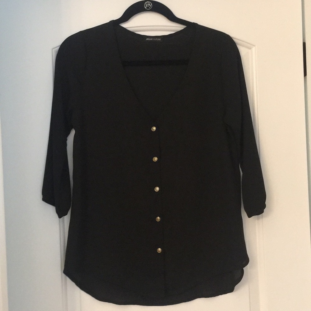 Buttondown V-Neck Blouse